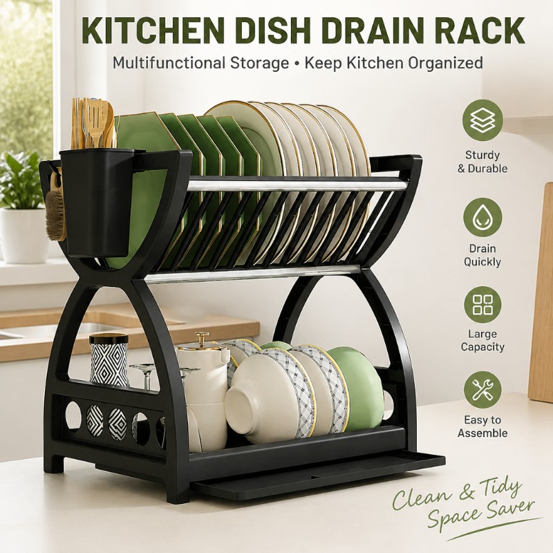 Server Rack Shelf - Escurridor de Platos de 2 Niveles,