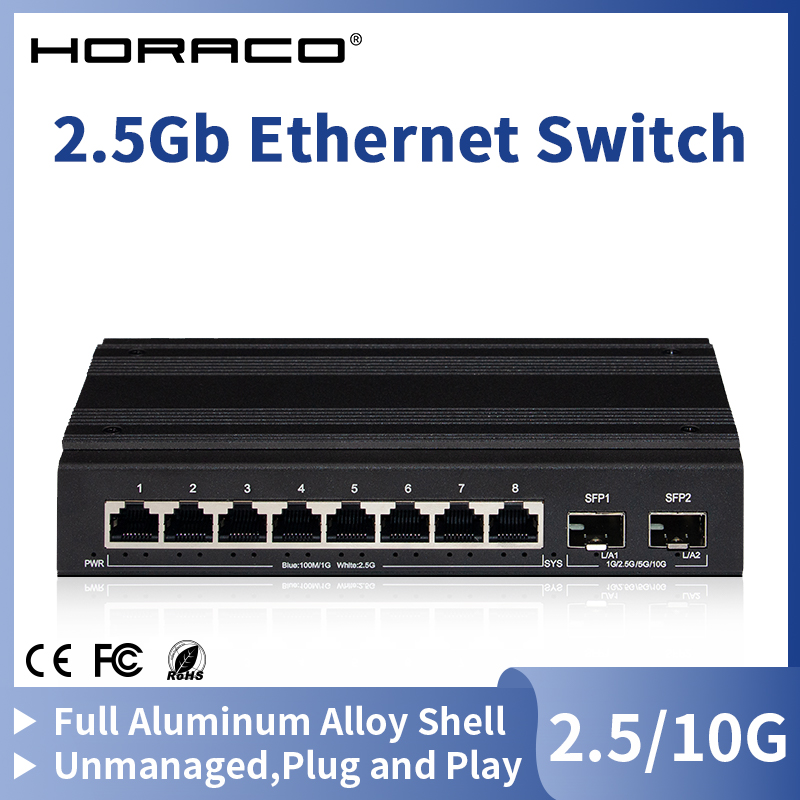 Ethernet Switch 8 Port - Conmutador de red HORACO 2,5G, conmutador