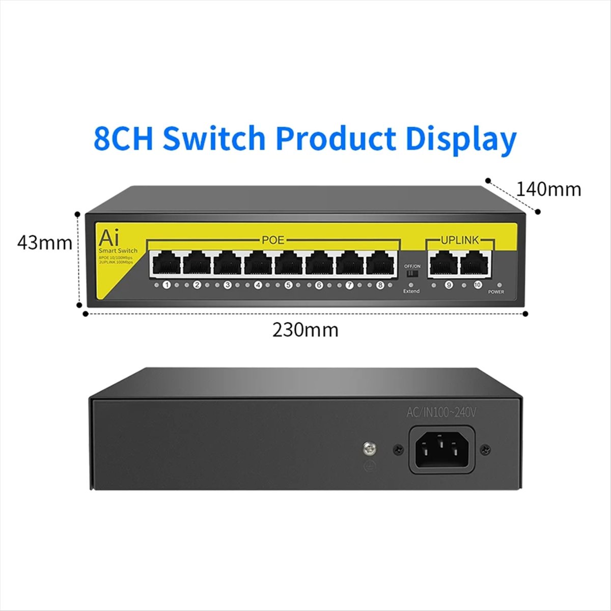Conmutador POE de 48V y 8 puer - Ethernet Switch 8 Port reseña y precio
