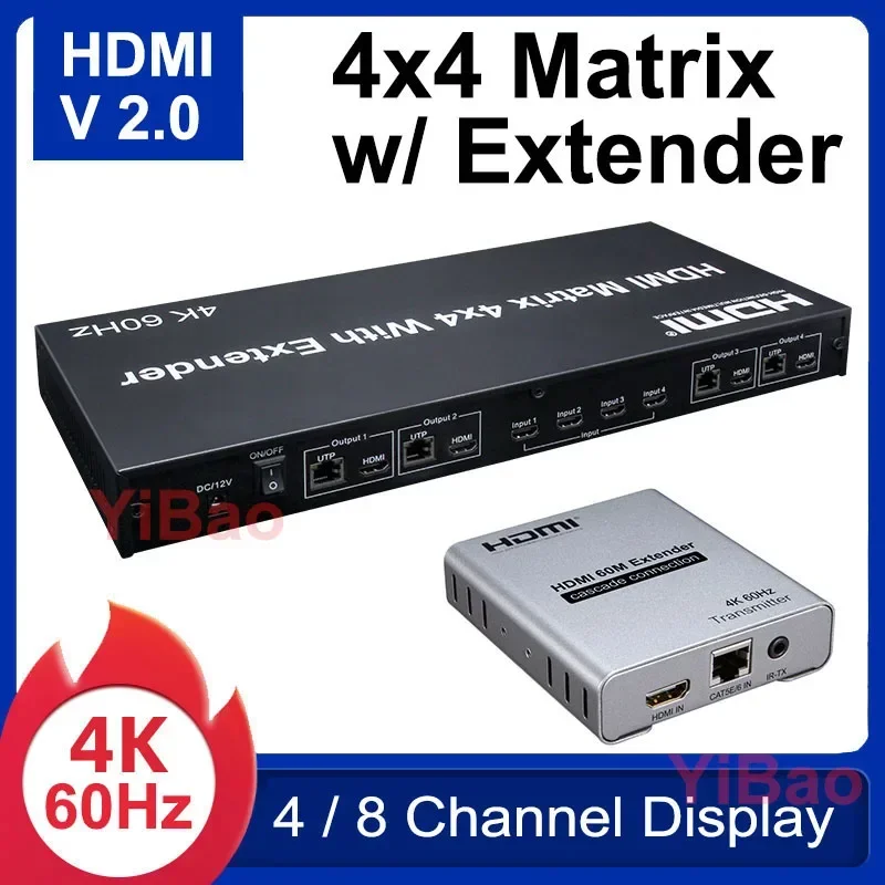 Matriz HDMI2.0 4x4 4K 60Hz con - Ethernet Switch 8 Port reseña y precio