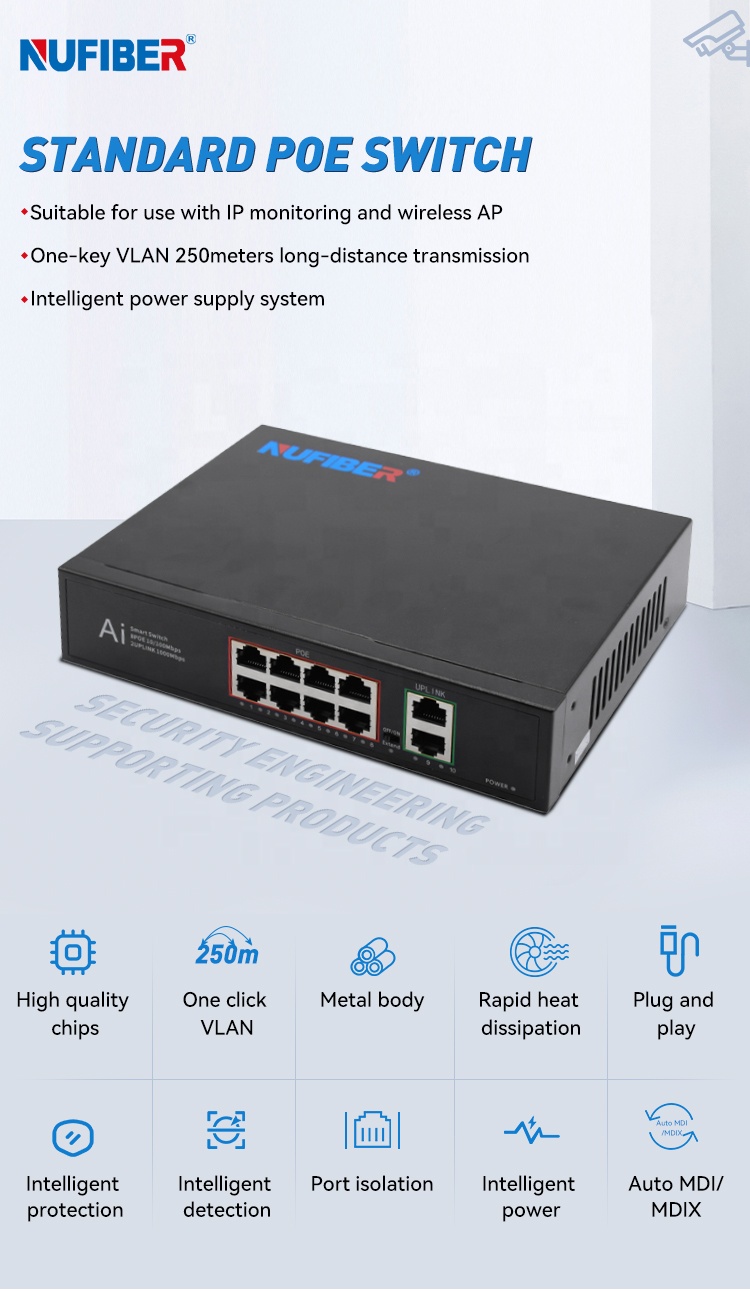 Conmutador de puerto POE Gigab - Ethernet Switch 8 Port reseña y precio